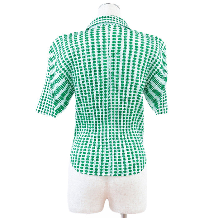 PLEATS PLEASE Short sleeve shirt polyester green PP12-JJ512 3