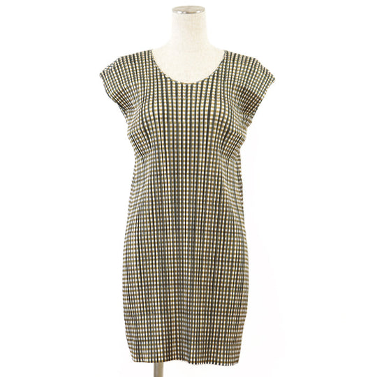 PLEATS PLEASE one piece [Outer material] 100% polyester Mustard white PP41-JT576 Women 3 Used Authentic