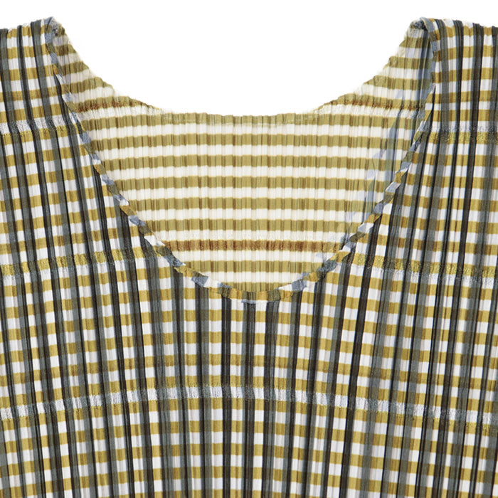 PLEATS PLEASE one piece [Outer material] 100% polyester Mustard white PP41-JT576 Women 3 Used Authentic