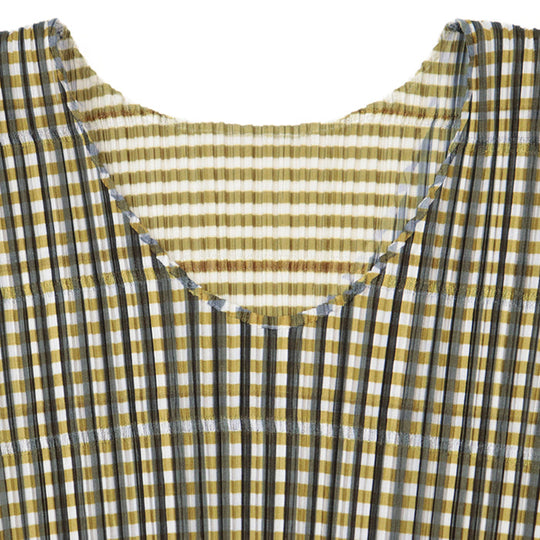 PLEATS PLEASE one piece [Outer material] 100% polyester Mustard white PP41-JT576 Women 3 Used Authentic