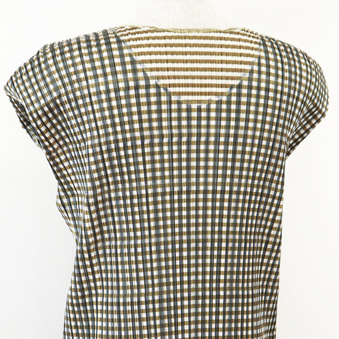 PLEATS PLEASE one piece [Outer material] 100% polyester Mustard white PP41-JT576 Women 3 Used Authentic