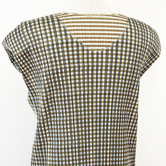 PLEATS PLEASE one piece [Outer material] 100% polyester Mustard white PP41-JT576 Women 3 Used Authentic