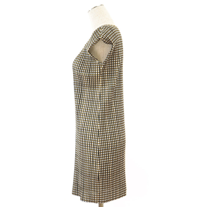 PLEATS PLEASE one piece [Outer material] 100% polyester Mustard white PP41-JT576 Women 3 Used Authentic