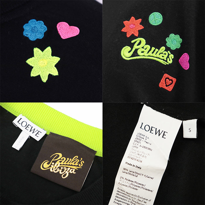 LOEWE knit [Outer material] 98% wool, 2% polyester Black neon yellow Women S Used Authentic