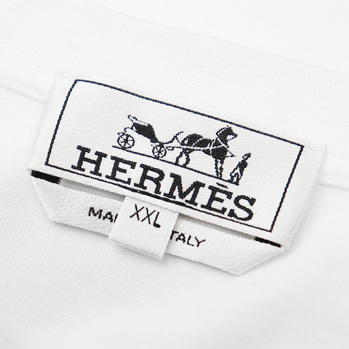 HERMES Short sleeve T-shirt cotton 100% White, Multicolor mens XXL Used Authentic