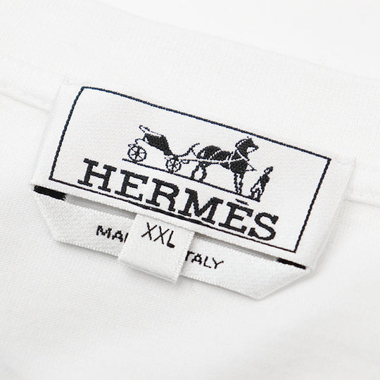 HERMES Short sleeve T-shirt cotton 100% White, Multicolor mens XXL Used Authentic