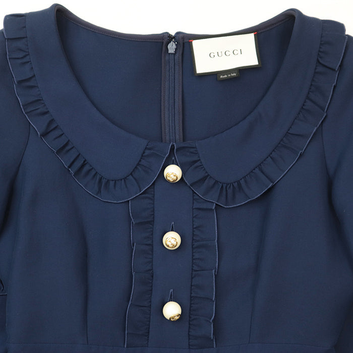 GUCCI one piece [Outer material] 53% silk, 47% cotton blue Women 36 Used Authentic