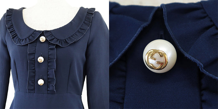 GUCCI one piece [Outer material] 53% silk, 47% cotton blue Women 36 Used Authentic