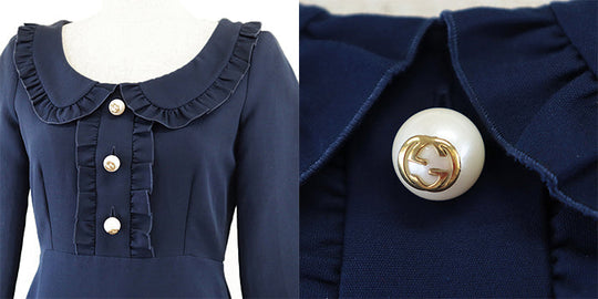 GUCCI one piece [Outer material] 53% silk, 47% cotton blue Women 36 Used Authentic