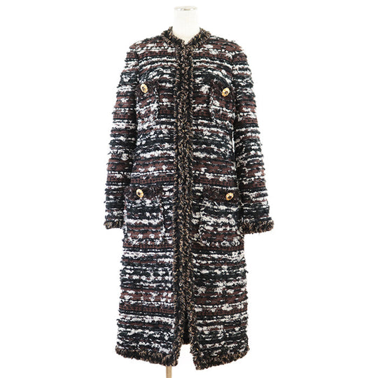 DOLCE&GABBANA coat Outer: 1% nylon [Outer] 87% acrylic, 17% polyester [Lining] 53% cotton, 28% nylon Brown white black Women 40 Used Authentic