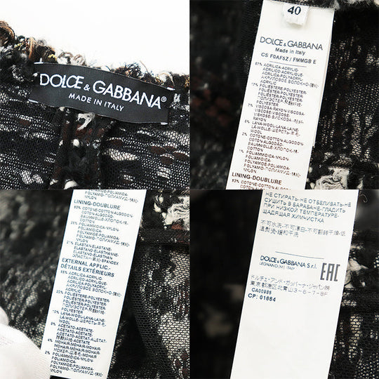 DOLCE&GABBANA coat Outer: 1% nylon [Outer] 87% acrylic, 17% polyester [Lining] 53% cotton, 28% nylon Brown white black Women 40 Used Authentic
