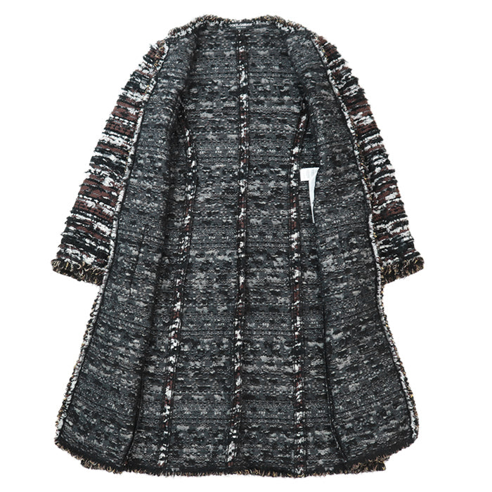 DOLCE&GABBANA coat Outer: 1% nylon [Outer] 87% acrylic, 17% polyester [Lining] 53% cotton, 28% nylon Brown white black Women 40 Used Authentic