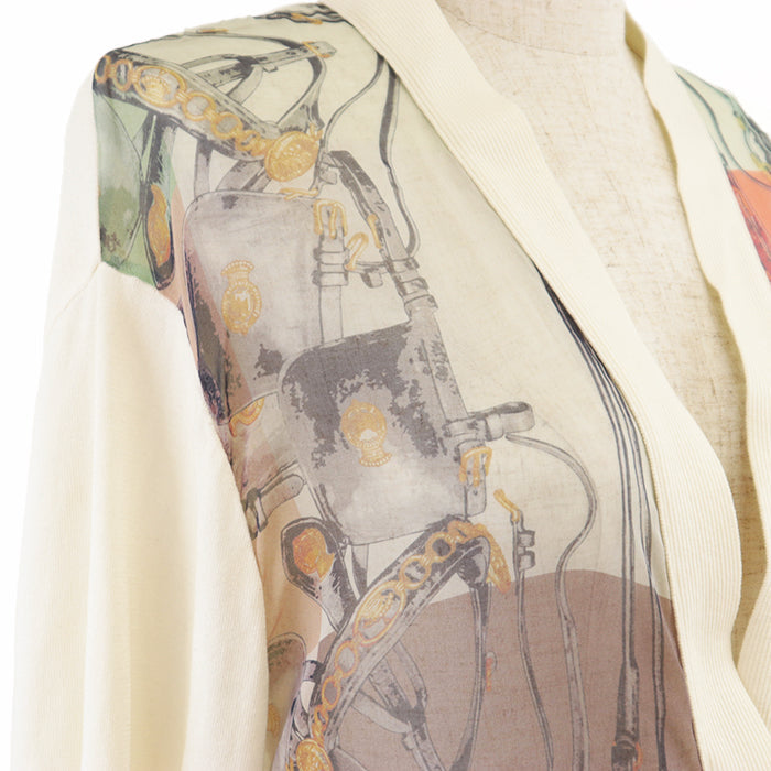 HERMES cardigan [Outer material] 100% silk, 100% cotton Ivory Women 36 Used Authentic