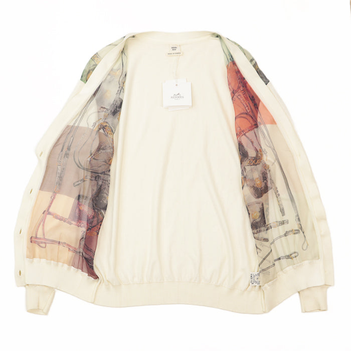 HERMES cardigan [Outer material] 100% silk, 100% cotton Ivory Women 36 Used Authentic