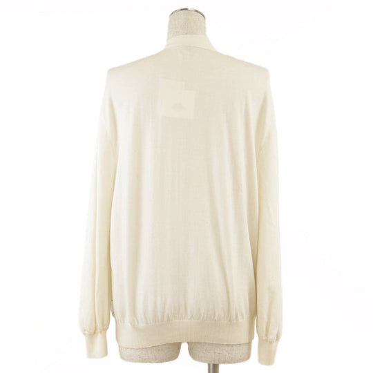 HERMES cardigan [Outer material] 100% silk, 100% cotton Ivory Women 36 Used Authentic