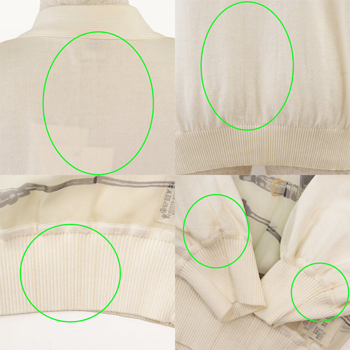 HERMES cardigan [Outer material] 100% silk, 100% cotton Ivory Women 36 Used Authentic