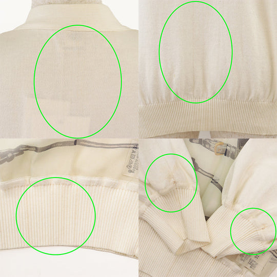 HERMES cardigan [Outer material] 100% silk, 100% cotton Ivory Women 36 Used Authentic