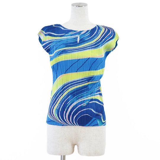 PLEATS PLEASE Cut polyester Blue yellow 3