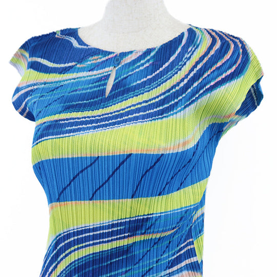 PLEATS PLEASE Cut polyester Blue yellow 3