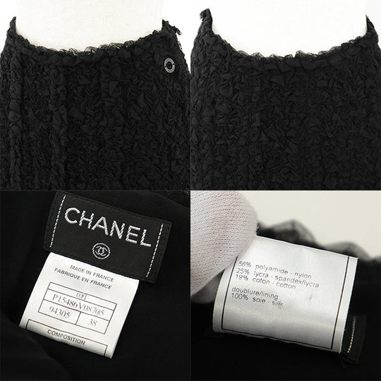 CHANEL skirt [Outer material] 56% nylon, 25% Lycra (spandex) [Lining] 100% silk black Women 38 Used Authentic