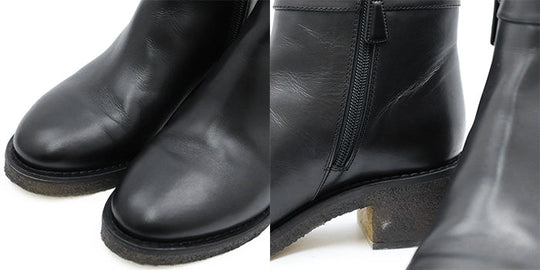 CHANEL boots leather black Women 38 C Used Authentic