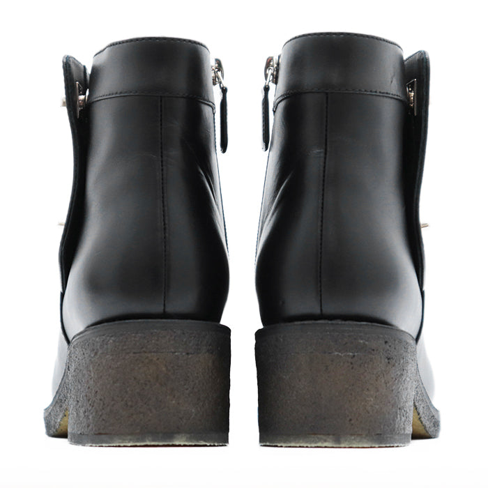 CHANEL boots leather black Women 38 C Used Authentic