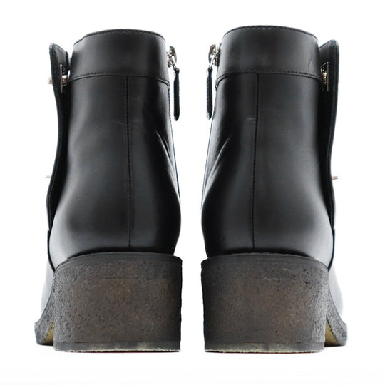 CHANEL boots leather black Women 38 C Used Authentic