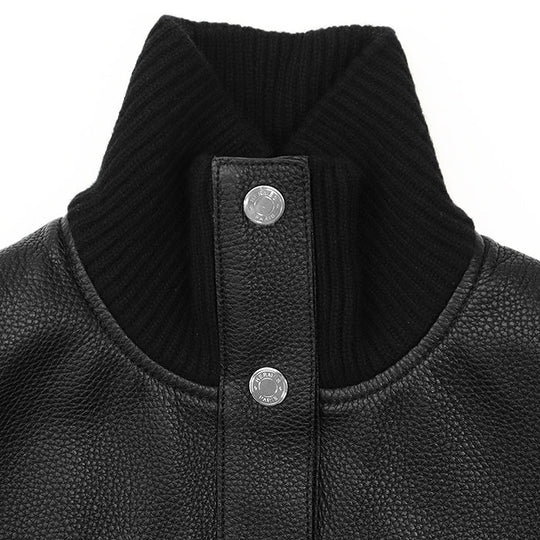 HERMES Vest [Lining] 66% polyester, 34% cotton [Leather part] Deerskin black 3H1210D2 Women 38 Used Authentic