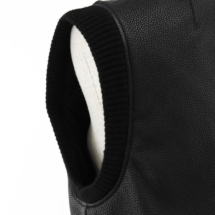 HERMES Vest [Lining] 66% polyester, 34% cotton [Leather part] Deerskin black 3H1210D2 Women 38 Used Authentic