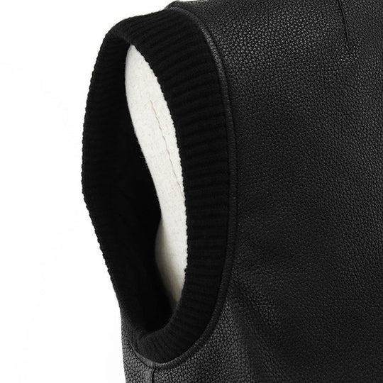 HERMES Vest [Lining] 66% polyester, 34% cotton [Leather part] Deerskin black 3H1210D2 Women 38 Used Authentic