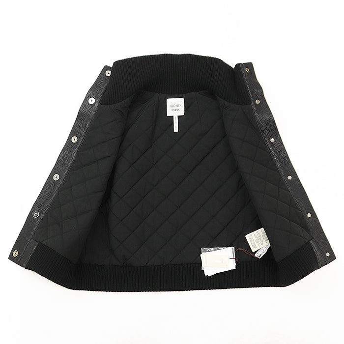 HERMES Vest [Lining] 66% polyester, 34% cotton [Leather part] Deerskin black 3H1210D2 Women 38 Used Authentic