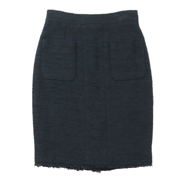 CHANEL skirt [Outer material] 55% cotton, 45% nylon [Lining] 100% silk Navy, Black Women 38 Used Authentic