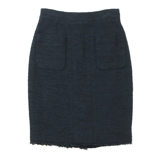 CHANEL skirt [Outer material] 55% cotton, 45% nylon [Lining] 100% silk Navy, Black Women 38 Used Authentic