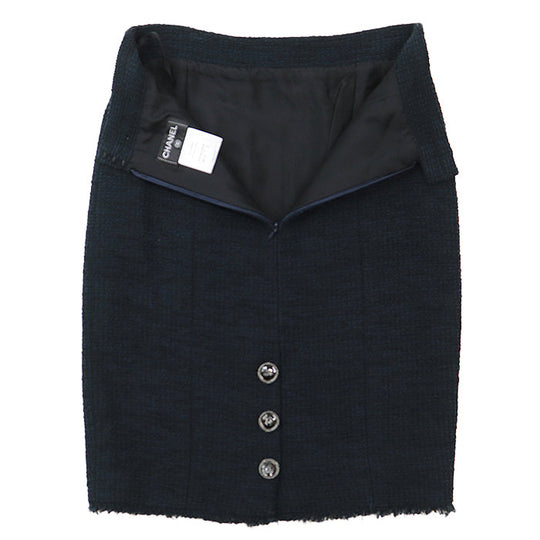 CHANEL skirt [Outer material] 55% cotton, 45% nylon [Lining] 100% silk Navy, Black Women 38 Used Authentic