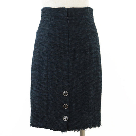 CHANEL skirt [Outer material] 55% cotton, 45% nylon [Lining] 100% silk Navy, Black Women 38 Used Authentic