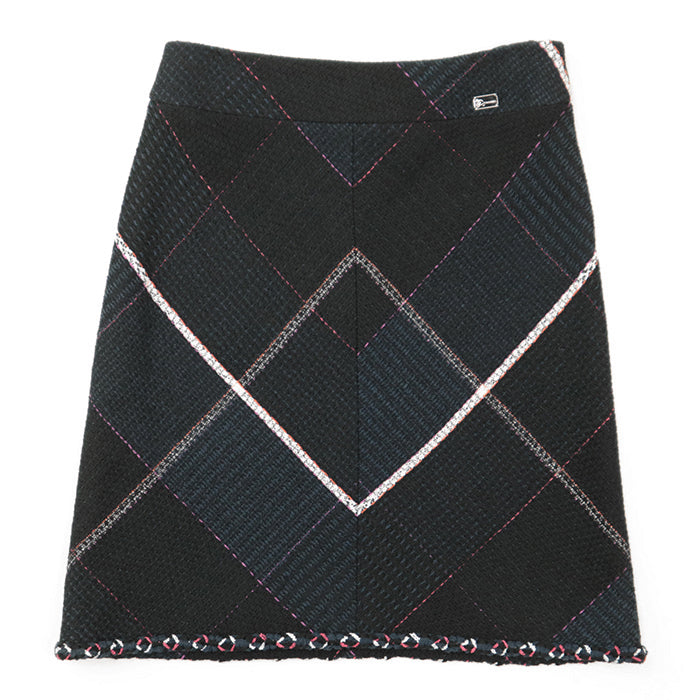 CHANEL skirt [Outer material] 45% cotton, 41% wool [Lining] 100% silk Navy Women 36 Used Authentic