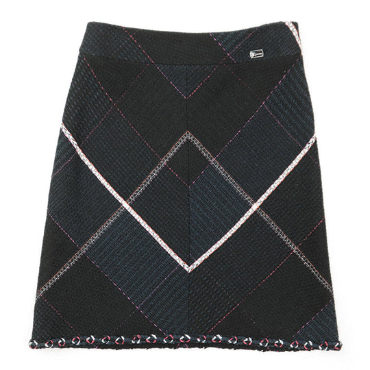 CHANEL skirt [Outer material] 45% cotton, 41% wool [Lining] 100% silk Navy Women 36 Used Authentic