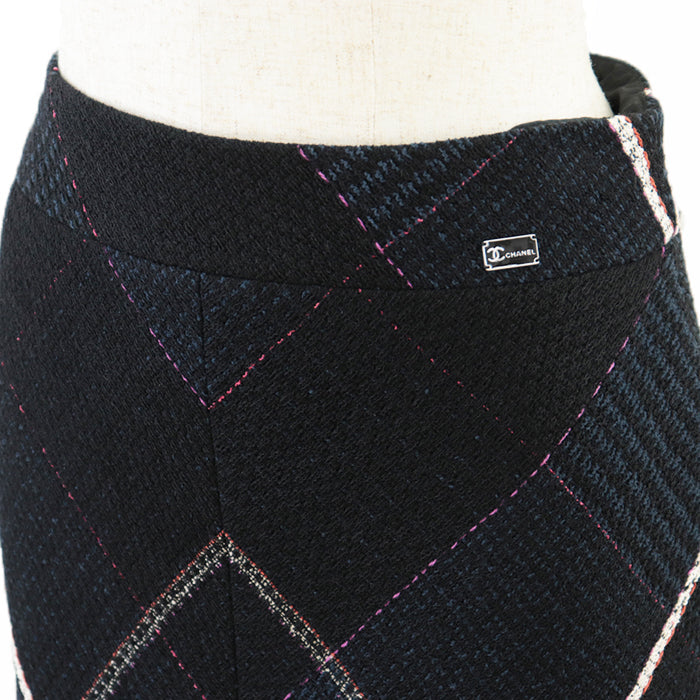 CHANEL skirt [Outer material] 45% cotton, 41% wool [Lining] 100% silk Navy Women 36 Used Authentic