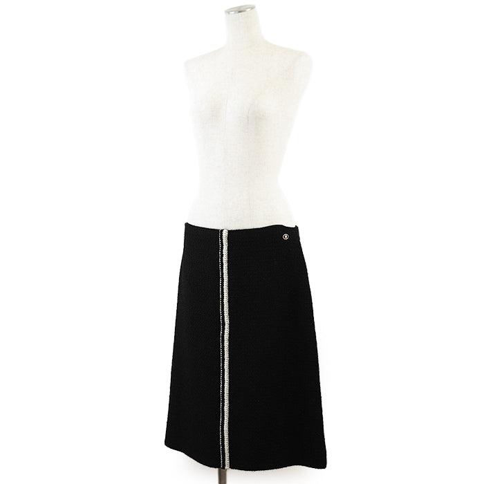 CHANEL skirt wool Black, White P64628 42