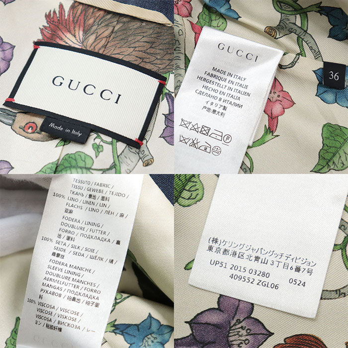 GUCCI Other outerwear [Outer material] 100% linen [Lining] 100% silk [Sleeve lining] 100% rayon Navy Women 36 Used Authentic