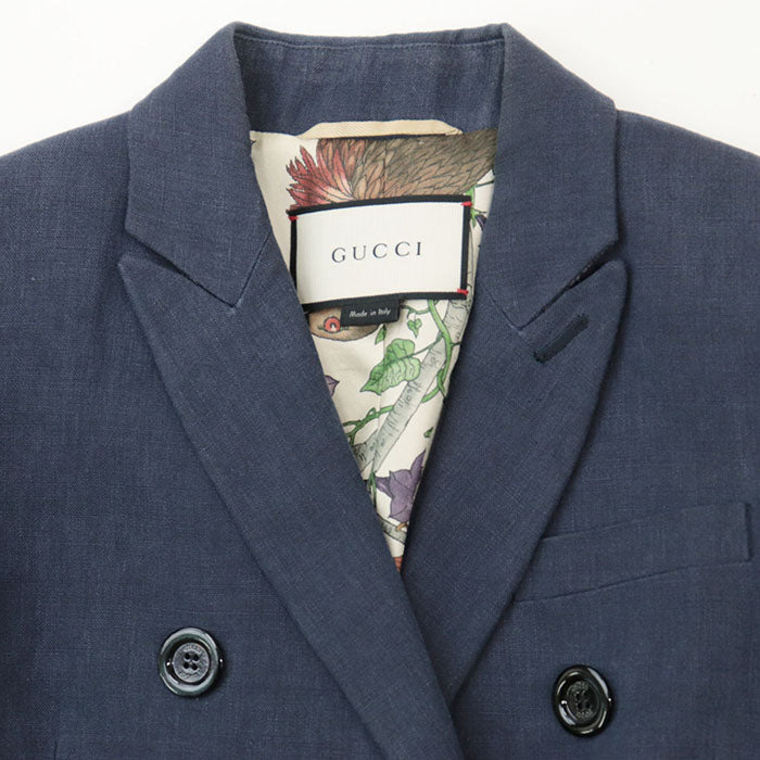 GUCCI Other outerwear [Outer material] 100% linen [Lining] 100% silk [Sleeve lining] 100% rayon Navy Women 36 Used Authentic