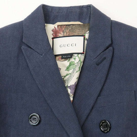 GUCCI Other outerwear [Outer material] 100% linen [Lining] 100% silk [Sleeve lining] 100% rayon Navy Women 36 Used Authentic