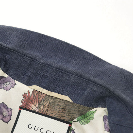 GUCCI Other outerwear [Outer material] 100% linen [Lining] 100% silk [Sleeve lining] 100% rayon Navy Women 36 Used Authentic