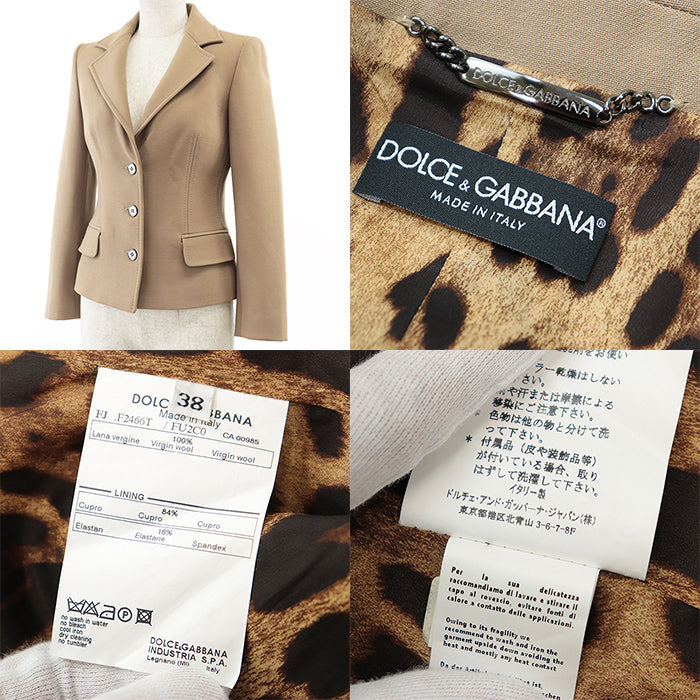 DOLCE&GABBANA tailored jacket [Outer material] 100% wool [Lining] 84% cupra, 16% elastane beige 38