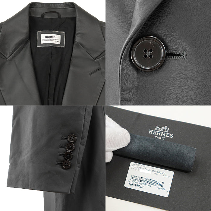 HERMES coat [Outer material] 100% sheepskin [Lining] 52% nylon, 48% cotton gray