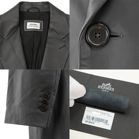 HERMES coat [Outer material] 100% sheepskin [Lining] 52% nylon, 48% cotton gray