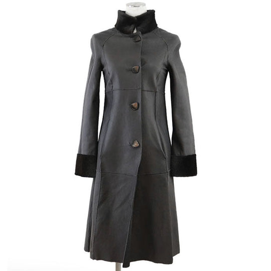 GIORGIO ARMANI coat 100% Kangaroo Charcoal gray Women 36 Used Authentic