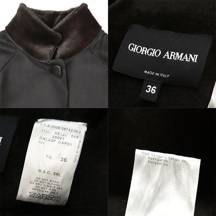 GIORGIO ARMANI coat 100% Kangaroo Charcoal gray Women 36 Used Authentic