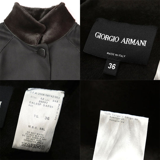 GIORGIO ARMANI coat 100% Kangaroo Charcoal gray Women 36 Used Authentic