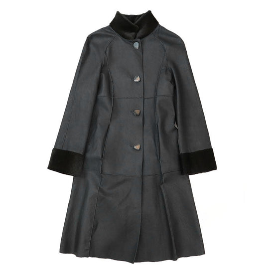 GIORGIO ARMANI coat 100% Kangaroo Charcoal gray Women 36 Used Authentic